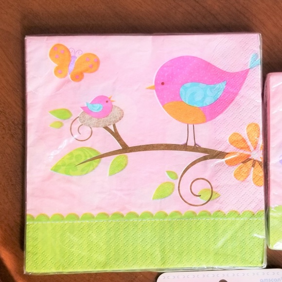 Baby Shower Lot Girls Pink Birds & Butterflies New - Picture 3 of 7